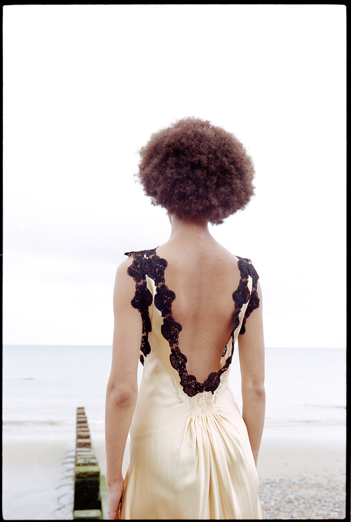 picture of back of Scarlett Landy wearing LORETTA CAPONE dress