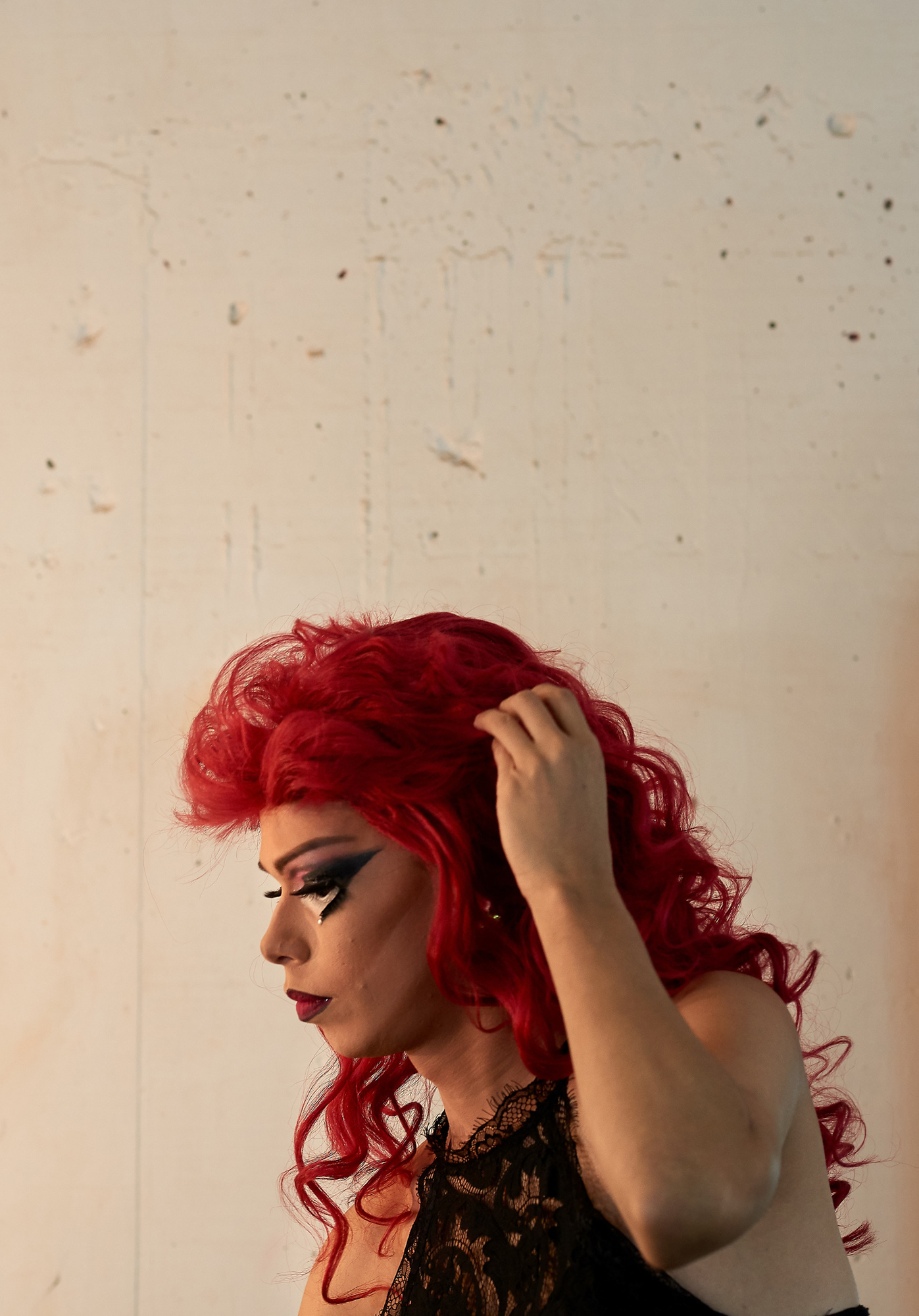 CARACAS, VENEZUELA - JULY 18, 2019 Aranza gets ready for the nightly show at Club Cul. She is a trans woman currently in transition and winner of Miss Globe Gay Venezuela, a play off of Miss Venezuela for the LGBTQ+ community