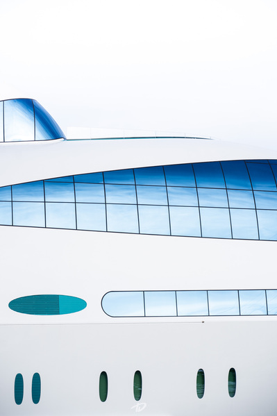 Side view with nice colors of 'Yas' Motor Yacht in the port of Toulon.
