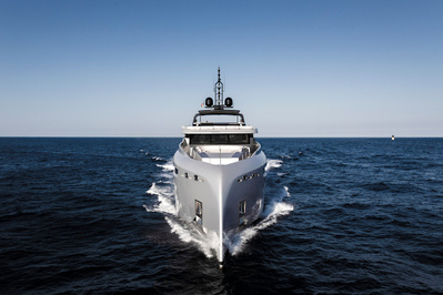 Aerial view from helicopter of a yacht in Saint-Tropez, South of France.