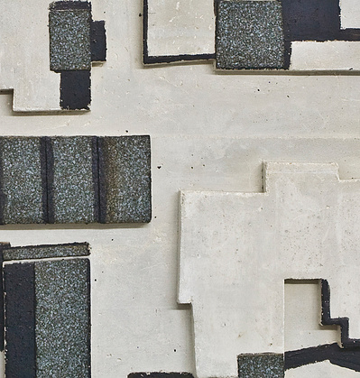 A sculpture detail of concrete roof tops with tar and protective membrane