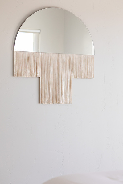 half circle fringe mirror