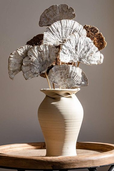 ZZIEE Ceramics White Ripple Vase Styled