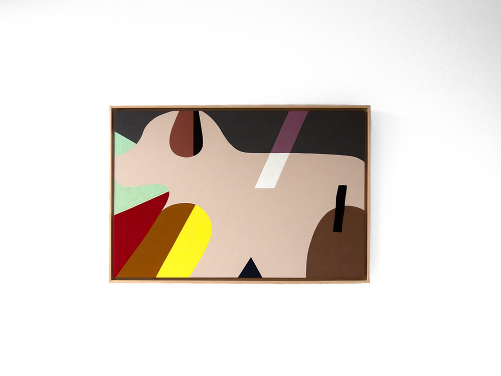 Abstract painting of dog with geometric forms from Wild Tales series.