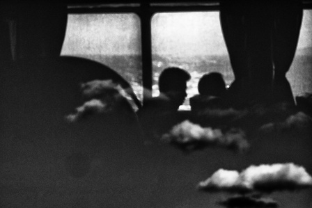 Clouds and human reflection on the boat between Japan and Yakushima island.