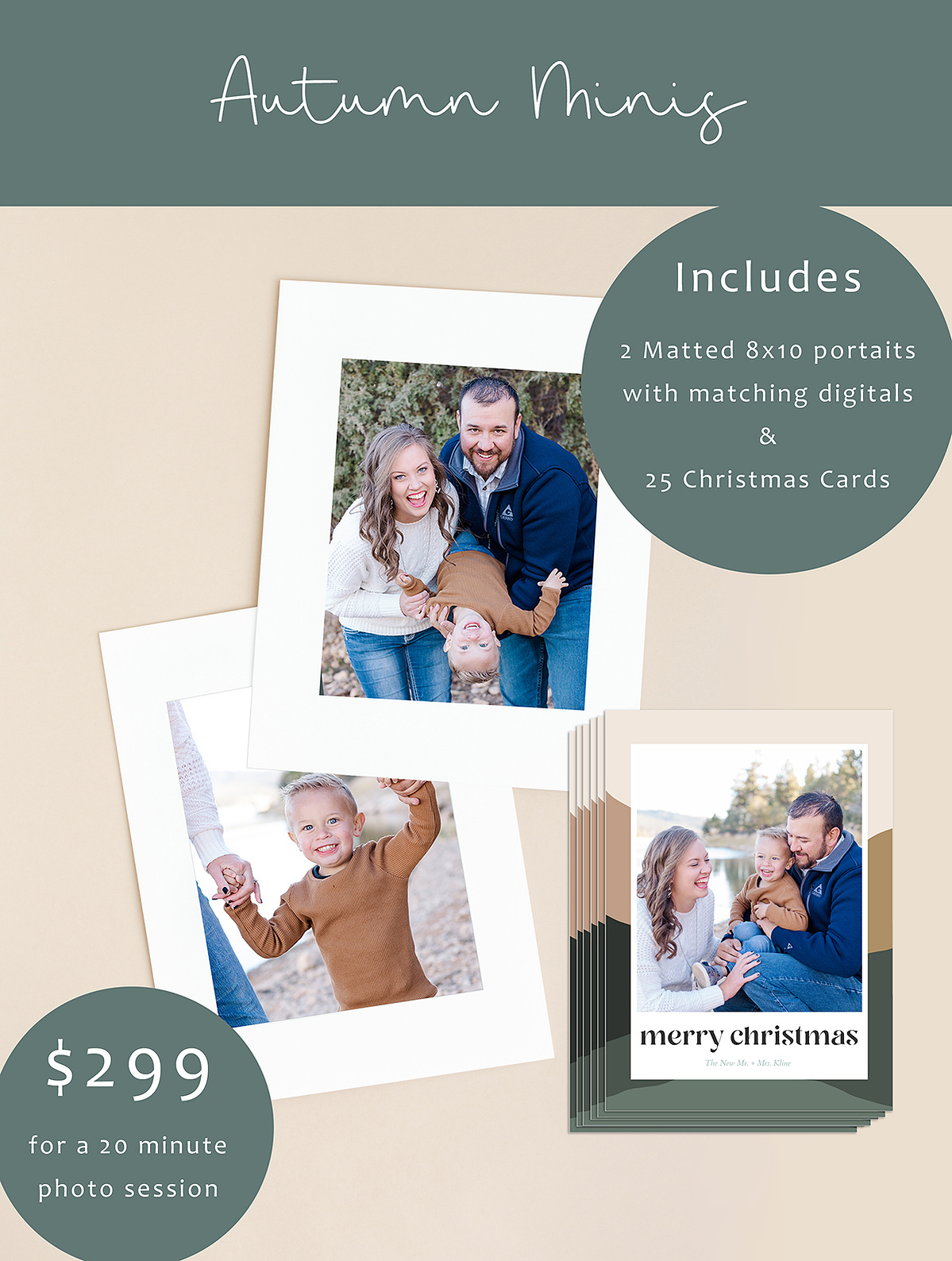 Matted prints and 25 Cards are included in this Autumn Mini Photo Session service in Anthem, Phoenix, Arizona