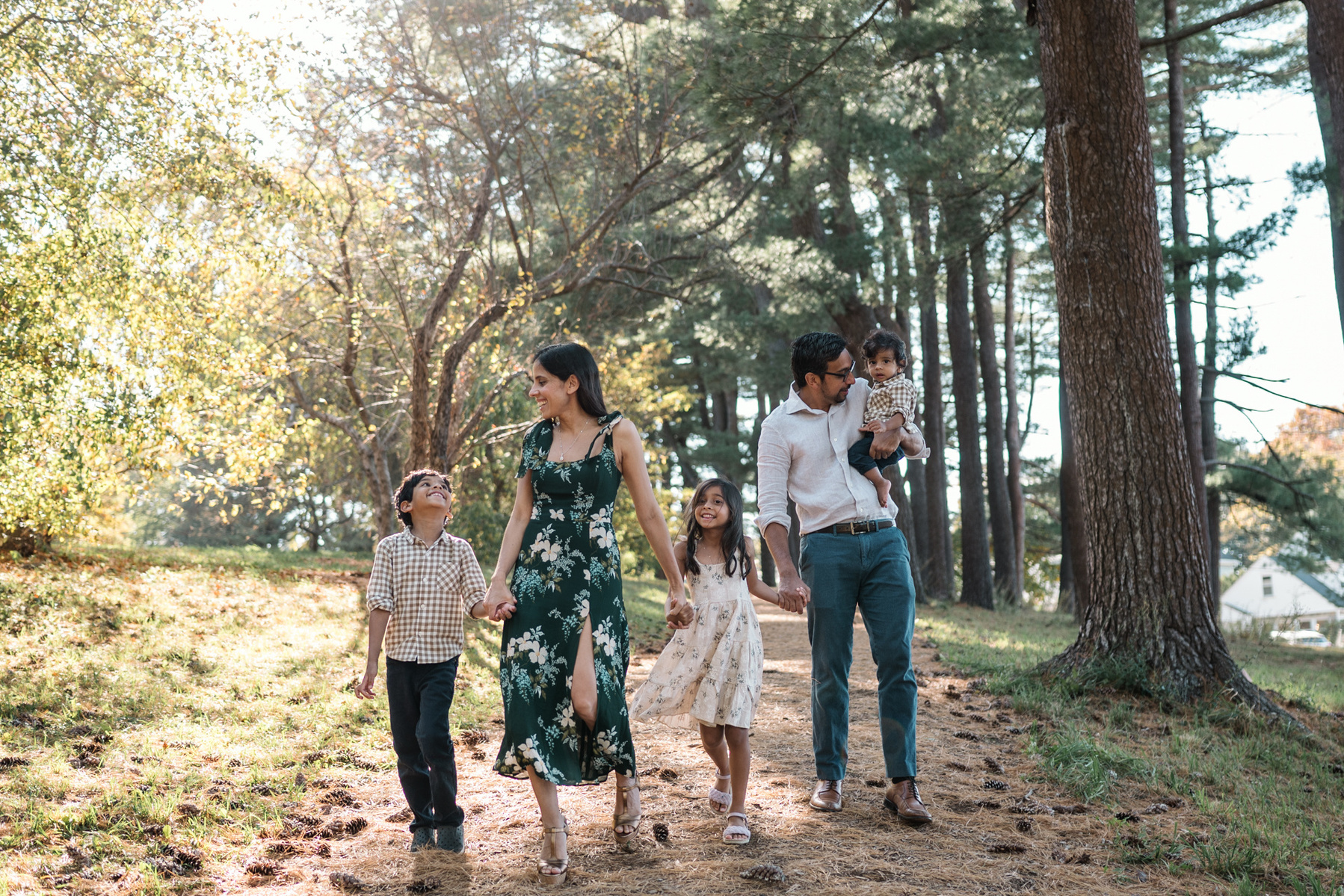 A family walks in the arnold arboretum captured by jamaica plain photographer korri leigh crowley