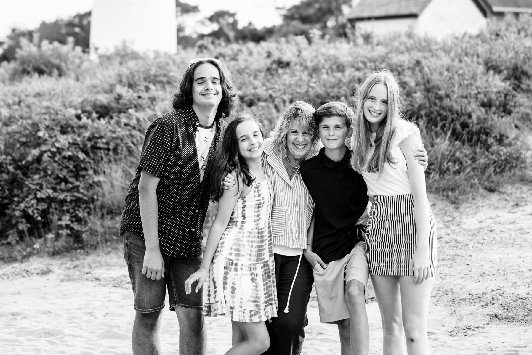 An extended family photo session in black and white in Eastham Massachusetts by Boston family photographer Korri Leigh Photography
