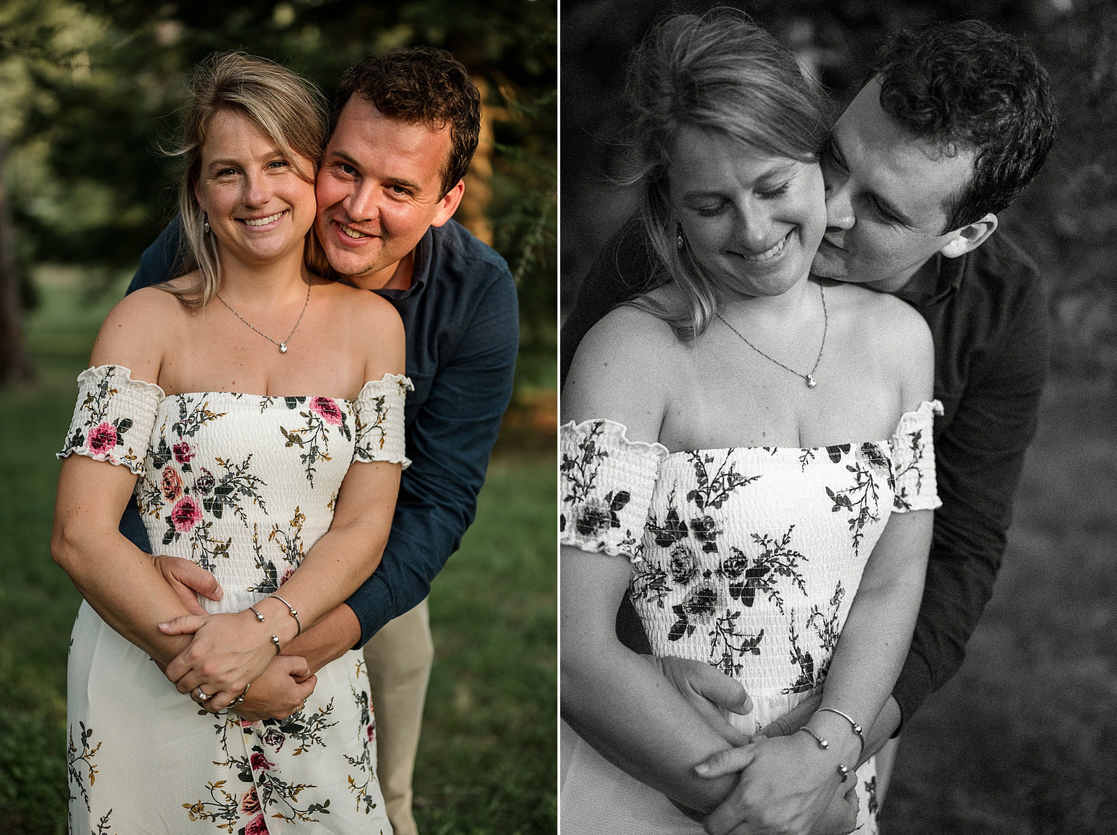 two photos by korri leigh crowley of a couple cuddling at the boston engagement session