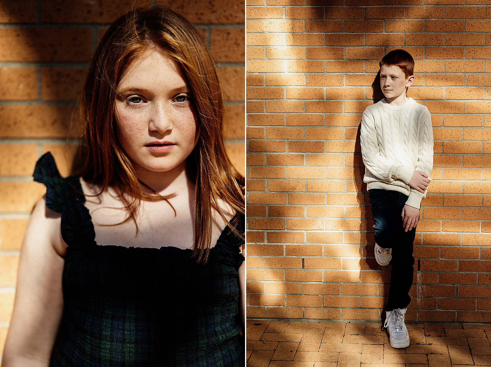 children posing in front of a patterned wall on the MIT campus by boston family photographer korri leigh photography