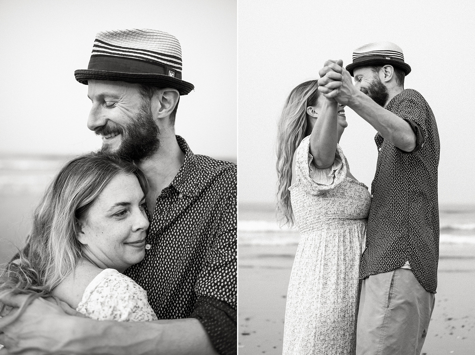 A couple hugs each other at their nantasket beach engagement session by Korri Leigh Photography