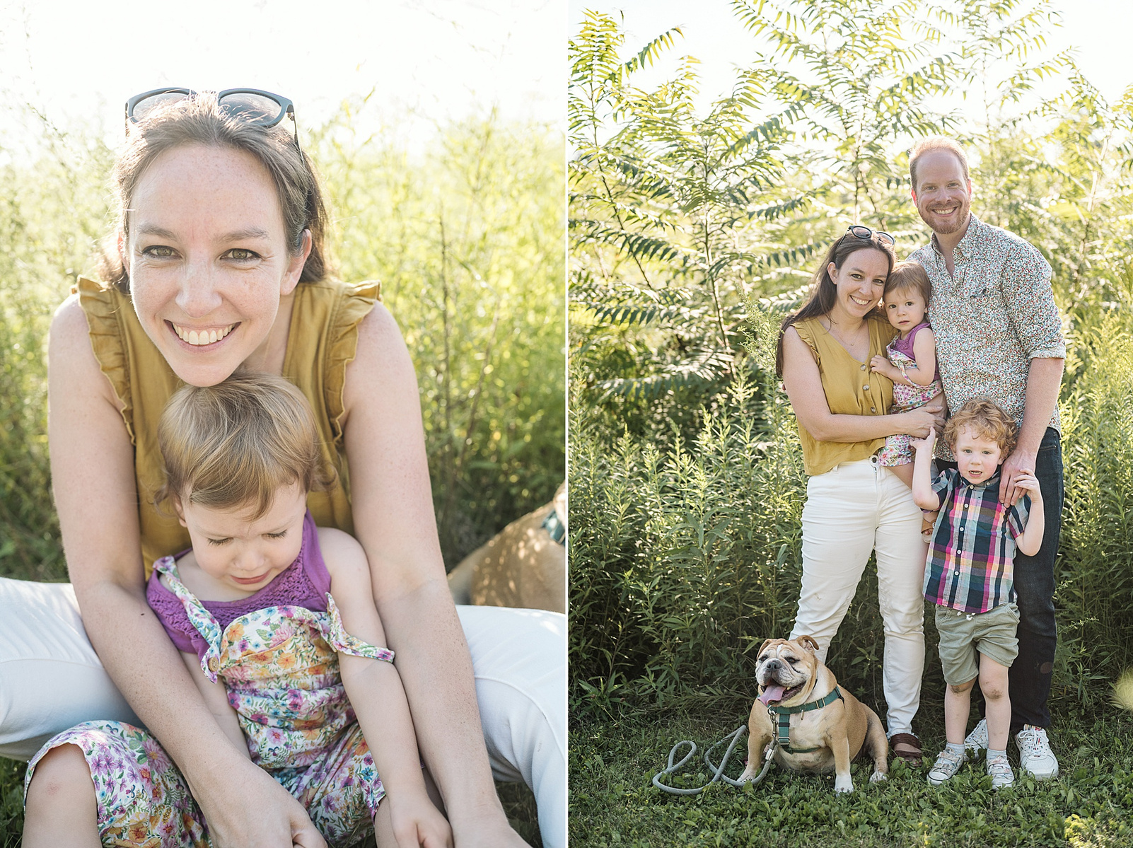 Parents play with their young children at a family photo session at Fisher Hill Reservoir Park in Chestnut Hill by Brookline family photographer Korri Leigh Photography