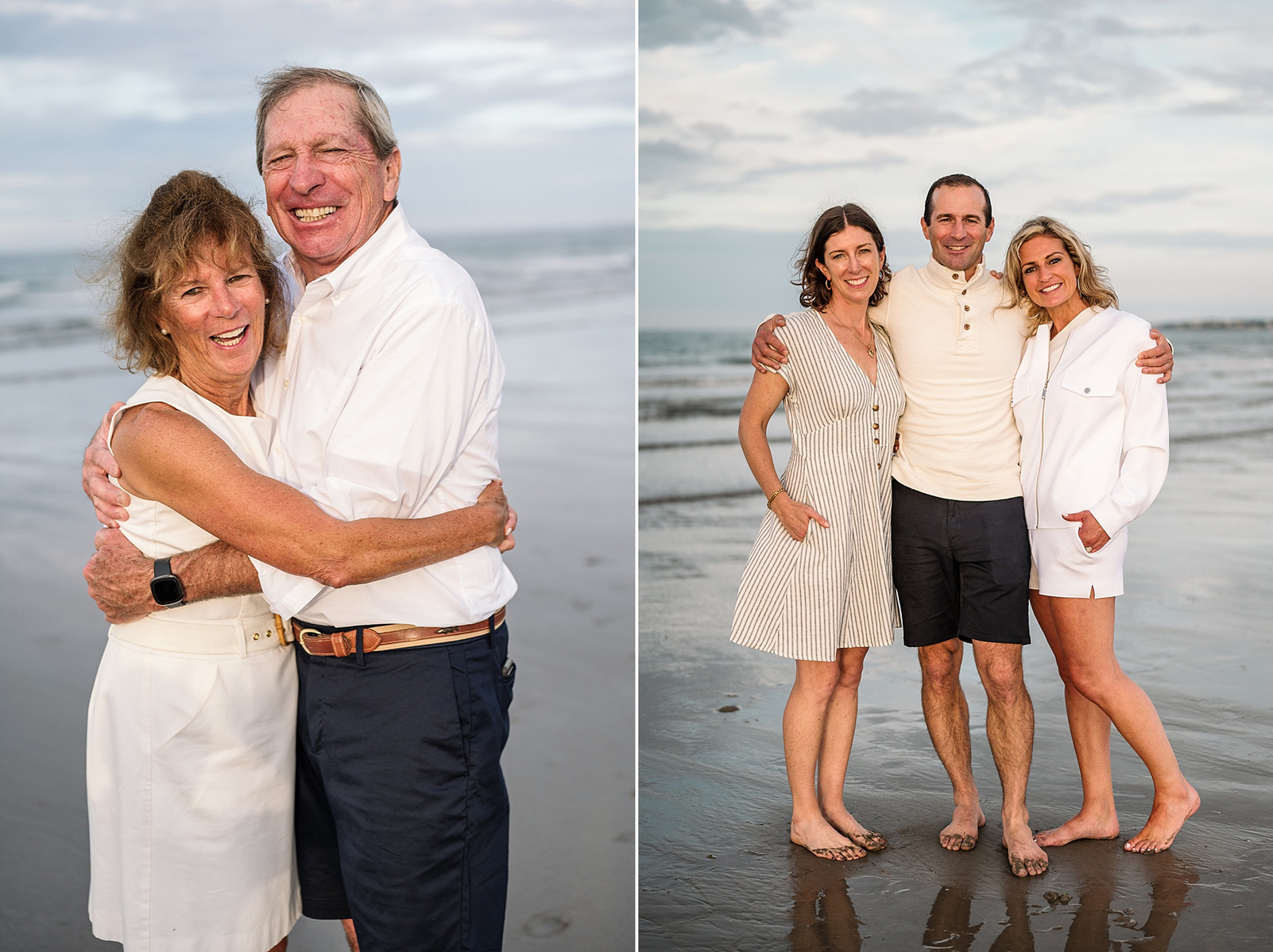 Family members hug during their photo session at Nantasket Beach in Hull MA by Boston family photographer Korri Leigh Crowley