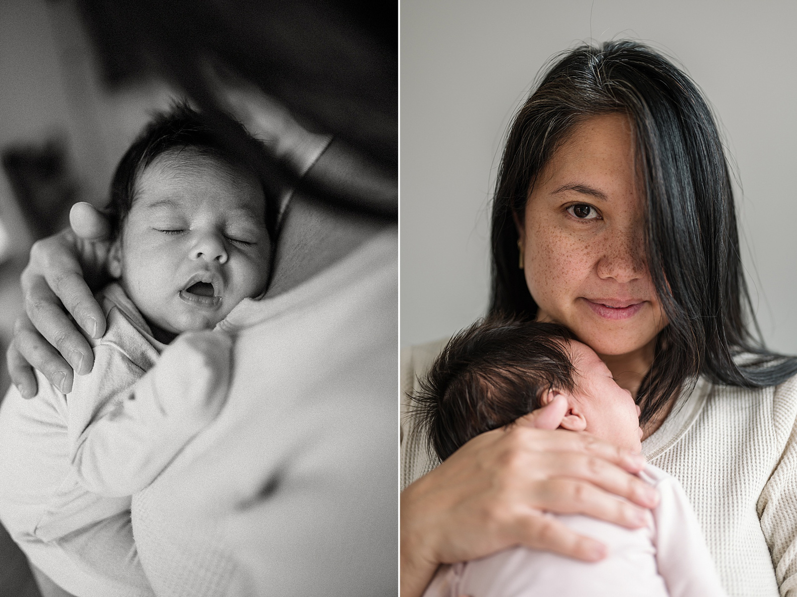 A mother holds her newborn during an arlington ma newborn photography session