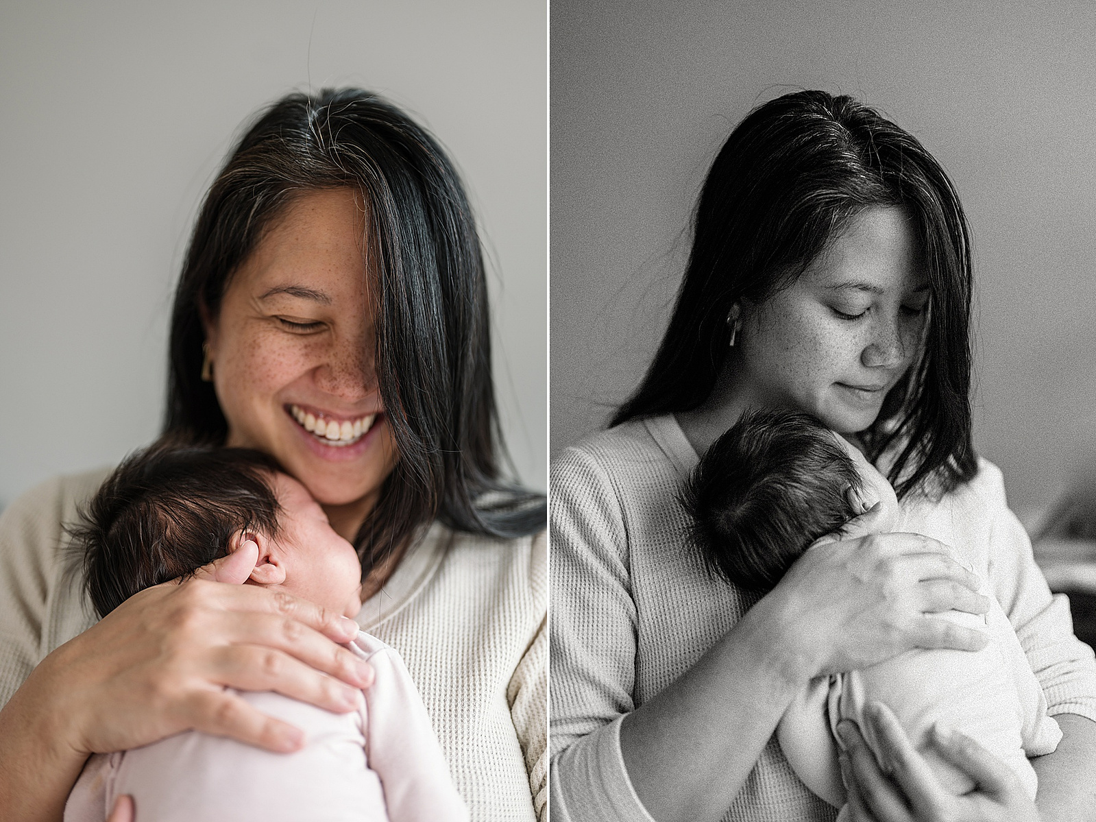 A mother holds her newborn during a Boston ma newborn photography session