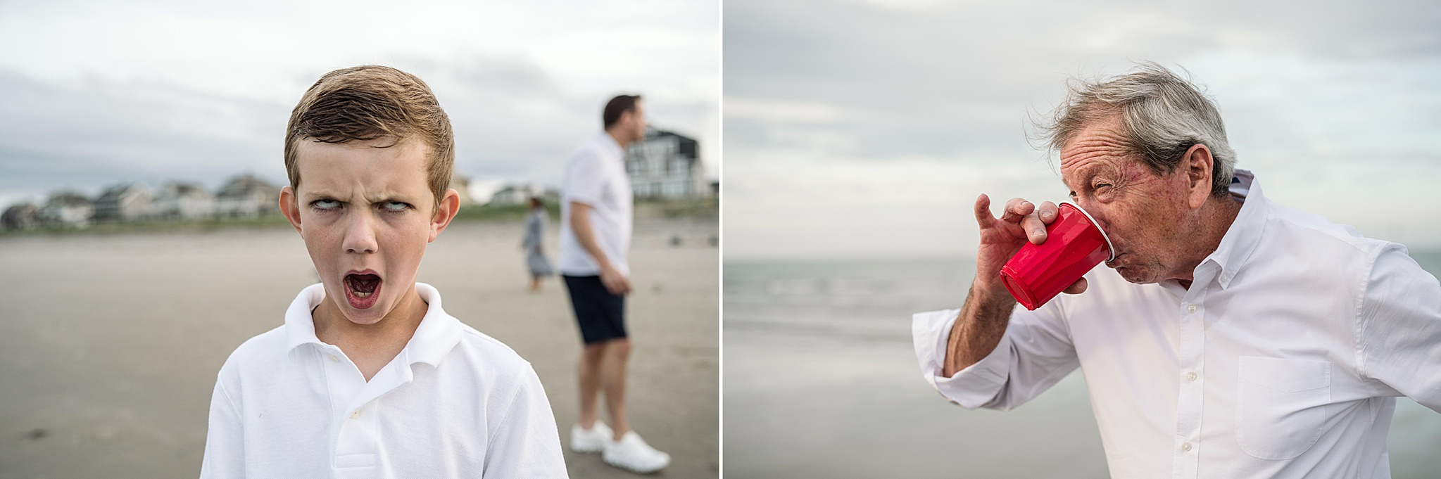Funny faces during a nantasket beach family photography session