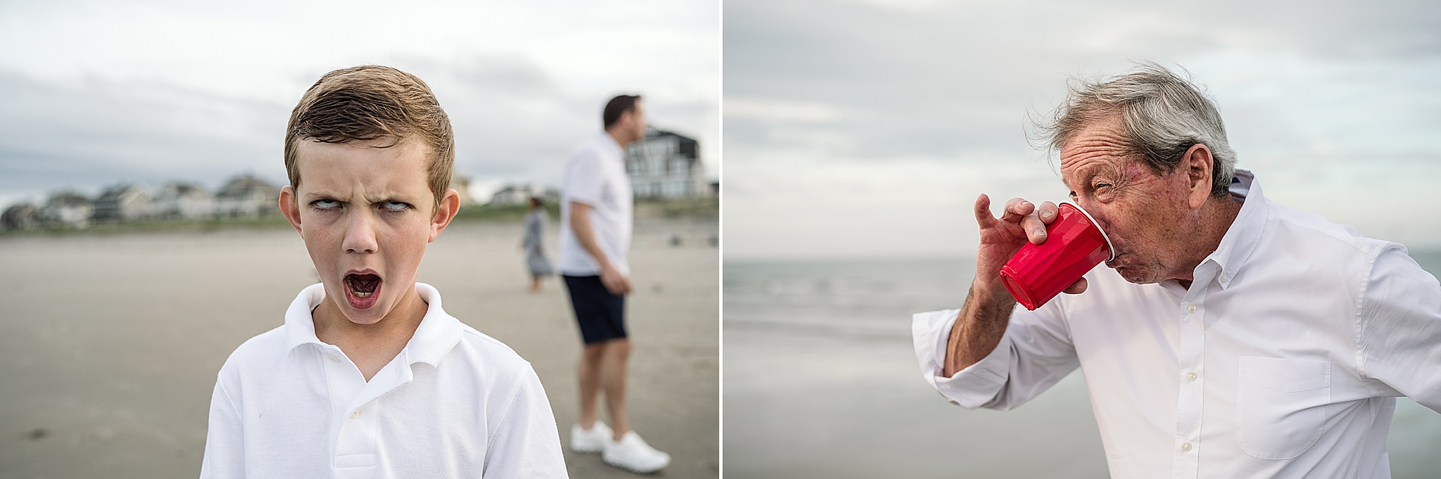 Funny faces during a nantasket beach family photography session