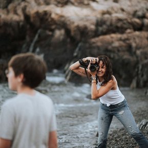 Korri Leigh Crowley photographs her son on a rocky beach