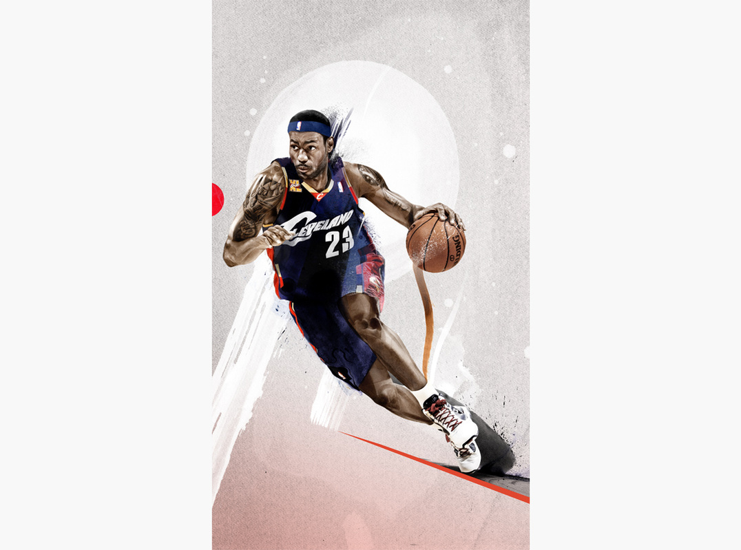 HelloVon Studio www.hellovon.com Leading portrait illustrator. House of Hoops, LeBron, Kobe. Sport illustration, action, basketball, contemporary, modern, motion, portrait, painting, ink, watercolour, celebrity, hero, iconic