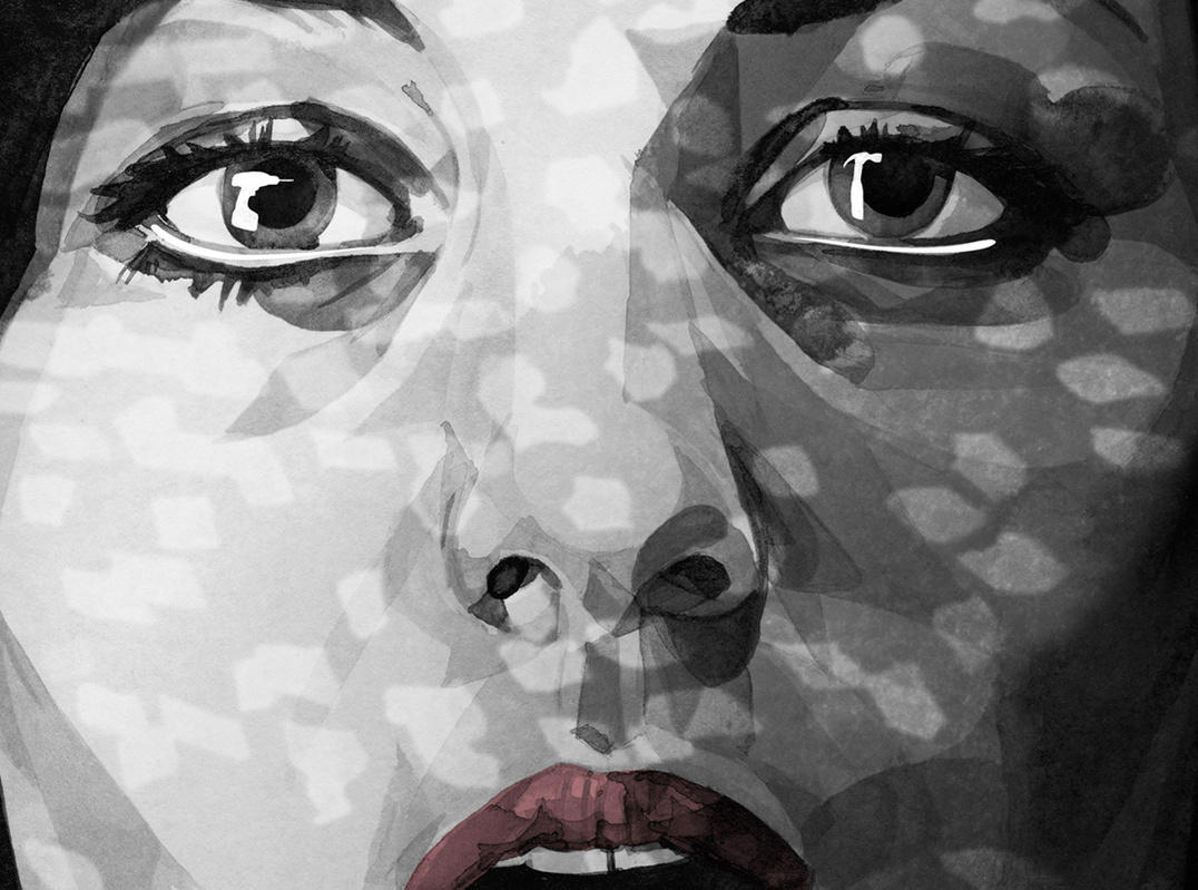 HelloVon Studio www.hellovon.com, leading portrait illustrator. The Others Film4 Somerset House. Contemporary illustration, modern, motion, movement, brush, colour, painting, ink, film, celebrity, icon, hero, iconic.