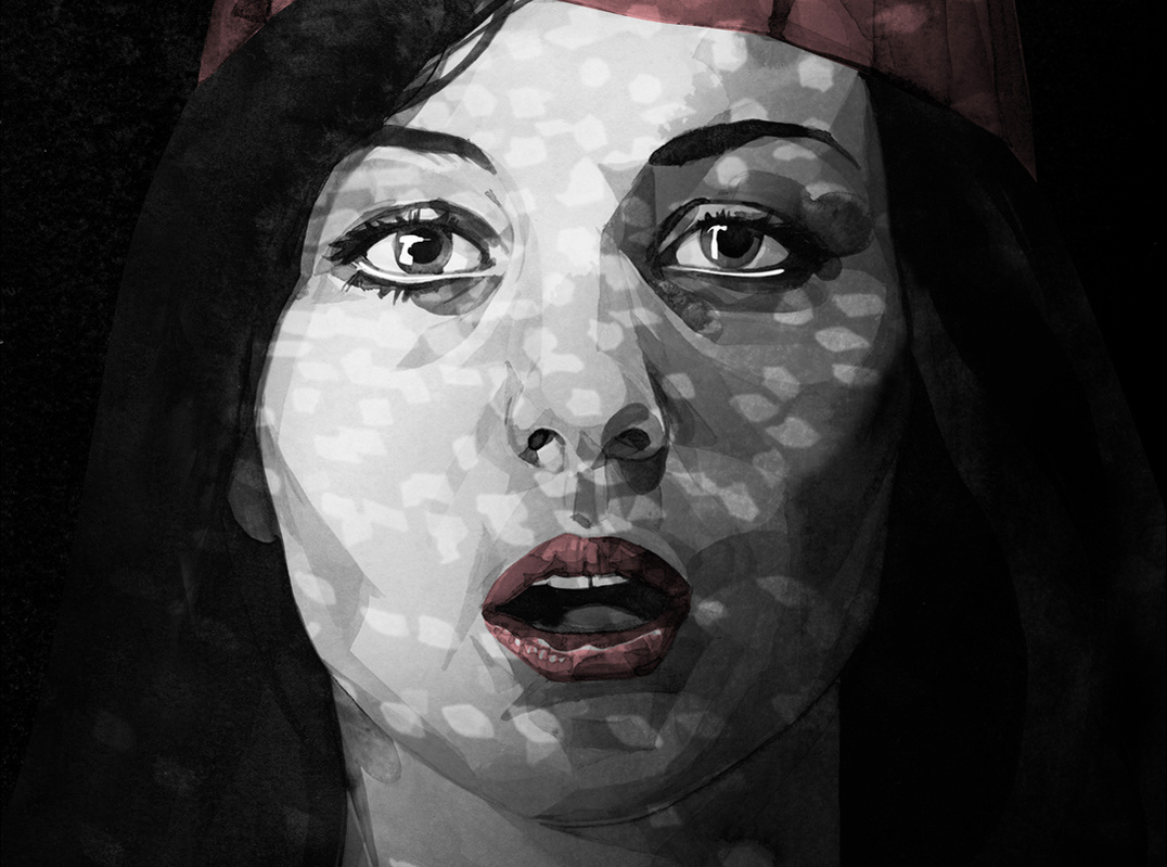 HelloVon Studio www.hellovon.com, leading portrait illustrator. The Others Film4 Somerset House. Contemporary illustration, modern, motion, movement, brush, colour, painting, ink, film, celebrity, icon, hero, iconic.