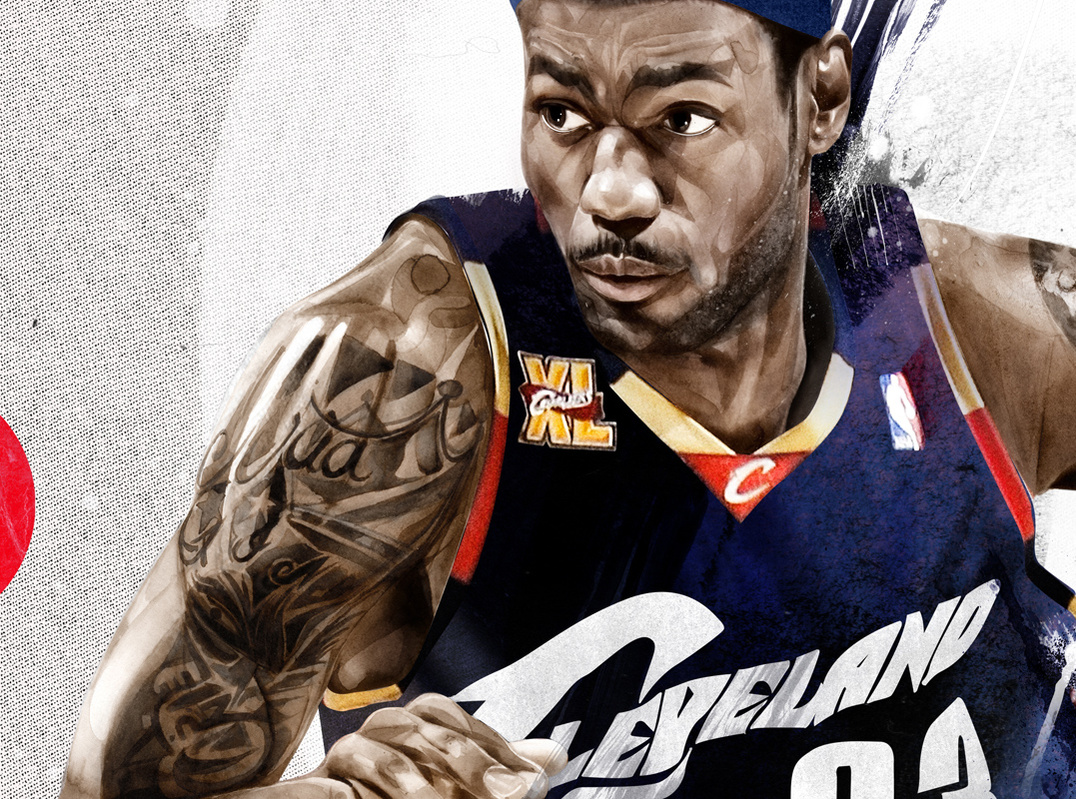 HelloVon Studio www.hellovon.com Leading portrait illustrator. House of Hoops, LeBron, Kobe. Sport illustration, action, basketball, contemporary, modern, motion, portrait, painting, ink, watercolour, celebrity, hero, iconic