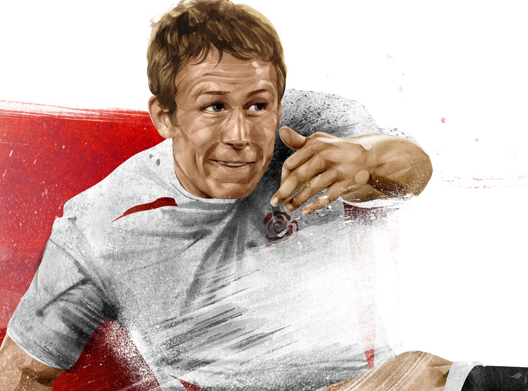 HelloVon Studio www.hellovon.com London illustrator Von — Twickenham campaign illustration. Sport, action, rugby, football, contemporary, modern, portrait, painting, ink, watercolour, celebrity, icon, hero, iconic