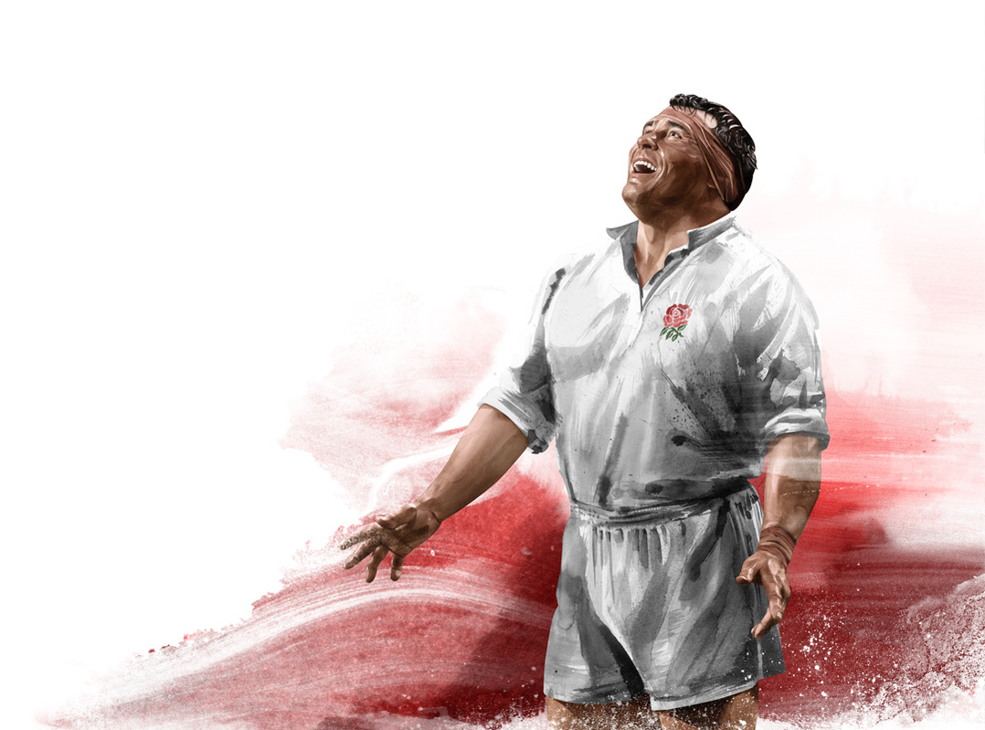HelloVon Studio www.hellovon.com London illustrator Von — Twickenham campaign illustration. Sport, action, rugby, football, contemporary, modern, portrait, painting, ink, watercolour, celebrity, icon, hero, iconic