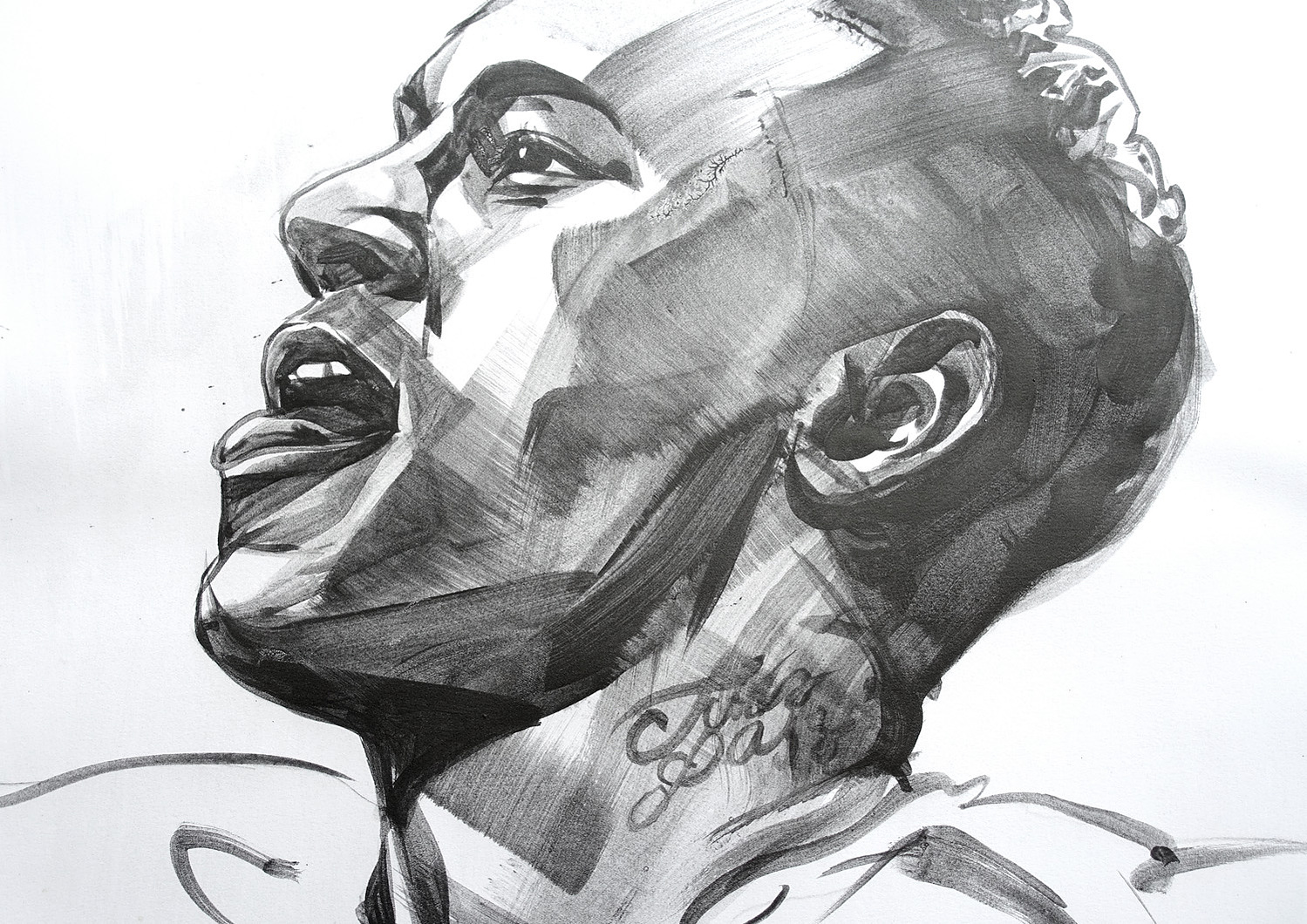 Faces of Football by HelloVon Studio. World Cup 2018, football, Sport portrait illustration, Nemar, contemporary, modern, painting, ink, drawing, dynamic, speed, movement, motion, celebrity, icon, hero, iconic.