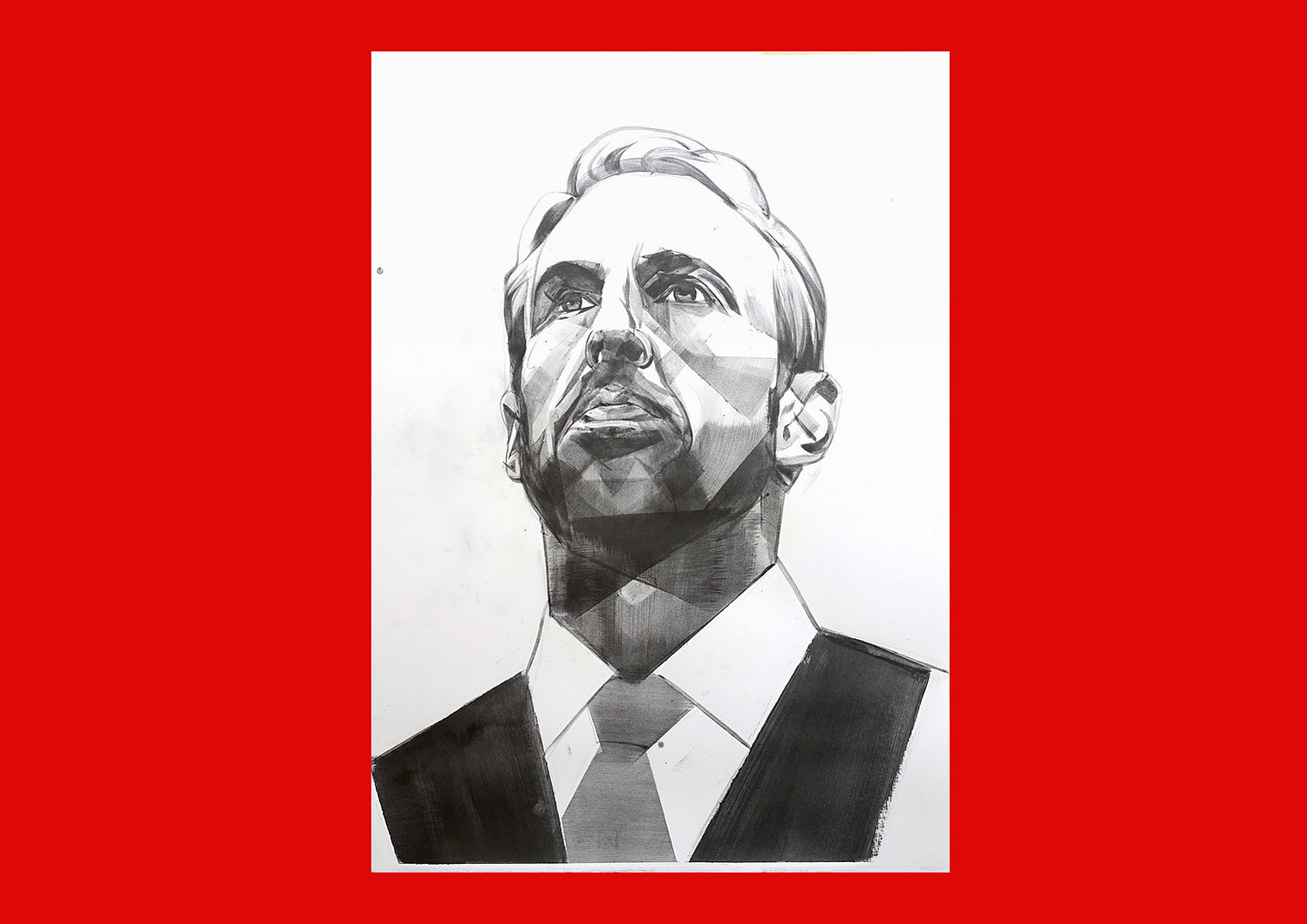Faces of Football by HelloVon Studio. World Cup 2018, football, Sport portrait illustration, Gareth Southgate, contemporary, modern, painting, ink, drawing, dynamic, speed, movement, motion, celebrity, icon, hero, iconic.