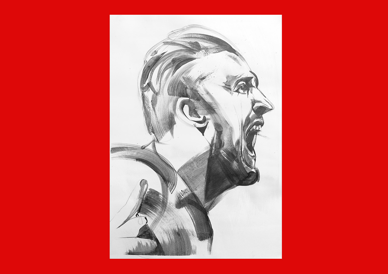 Faces of Football by HelloVon Studio. World Cup 2018, football, Sport portrait illustration, Gareth Southgate, contemporary, modern, painting, ink, drawing, dynamic, speed, movement, motion, celebrity, icon, hero, iconic.