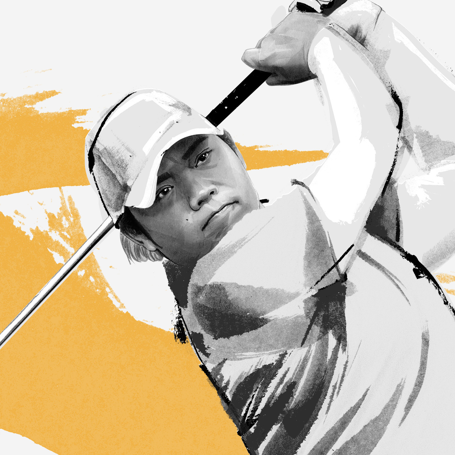 The Dominant 20 for ESPN. ARIYA JUTANUGARN by HelloVon Studio. snowboarding, Sport portrait illustration, contemporary, modern, painting, ink, drawing, dynamic, speed, movement, motion, celebrity, icon, hero, iconic.