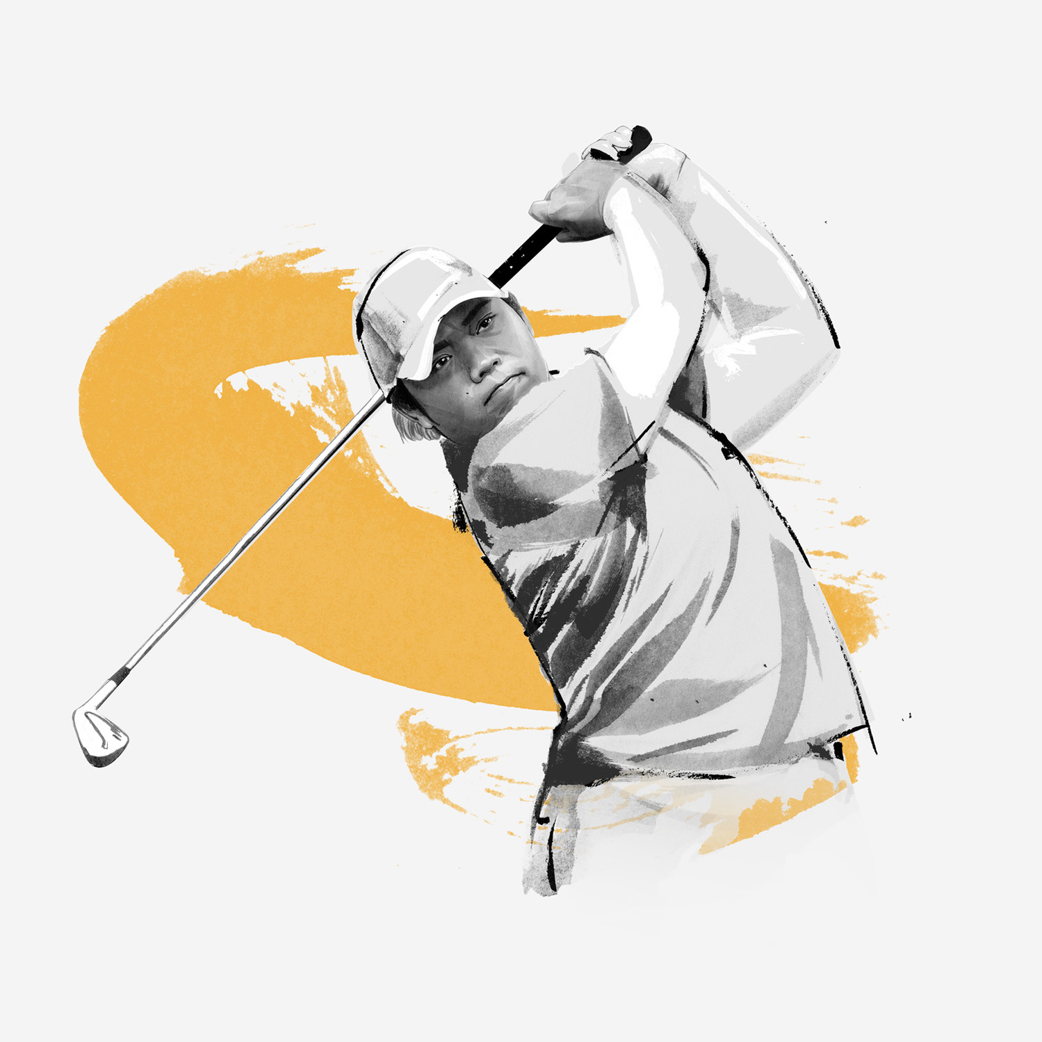 The Dominant 20 for ESPN. ARIYA JUTANUGARN by HelloVon Studio. snowboarding, Sport portrait illustration, contemporary, modern, painting, ink, drawing, dynamic, speed, movement, motion, celebrity, icon, hero, iconic.