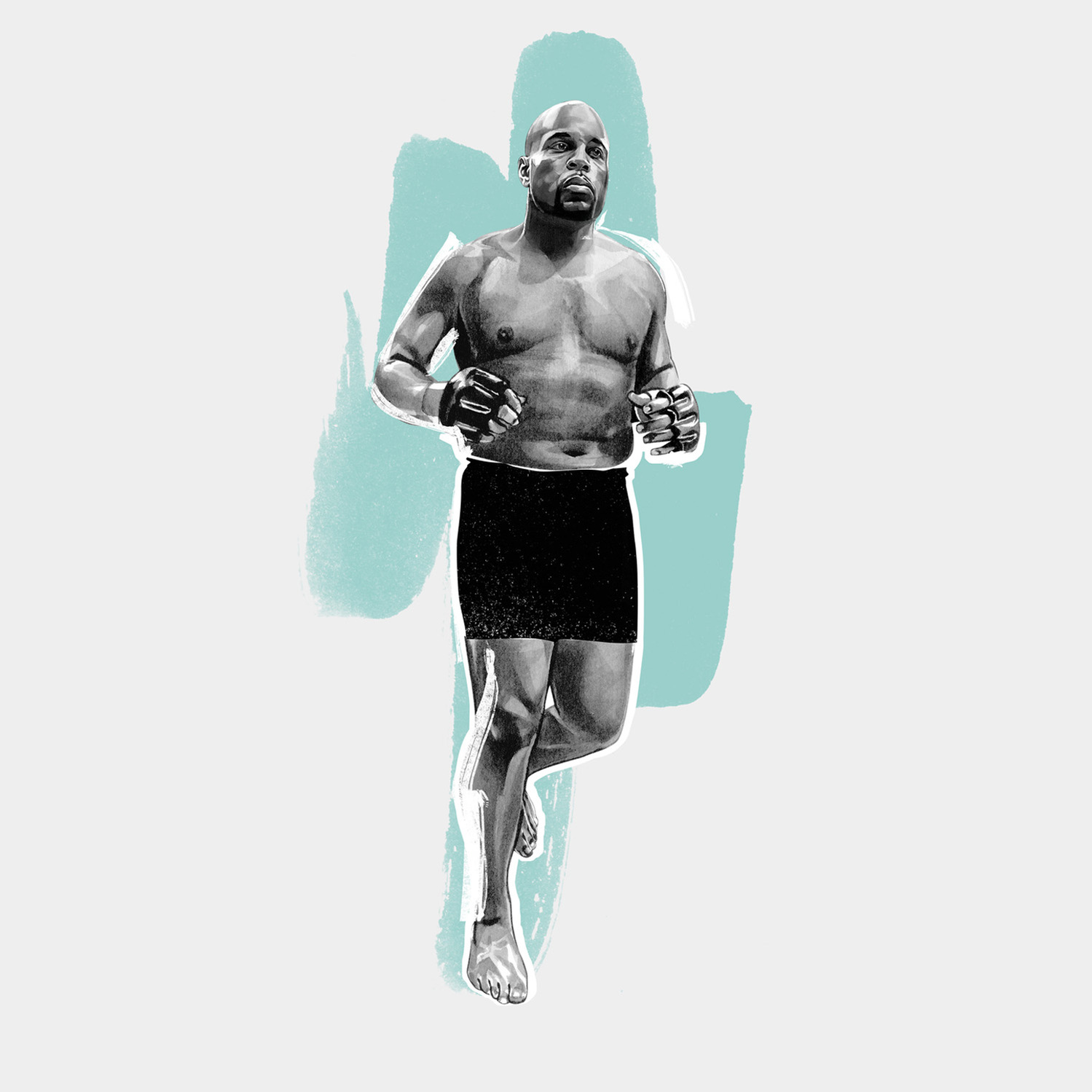The Dominant 20 for ESPN. Daniel Cormier by HelloVon Studio. snowboarding, Sport portrait illustration, contemporary, modern, painting, ink, drawing, dynamic, speed, movement, motion, celebrity, icon, hero, iconic.