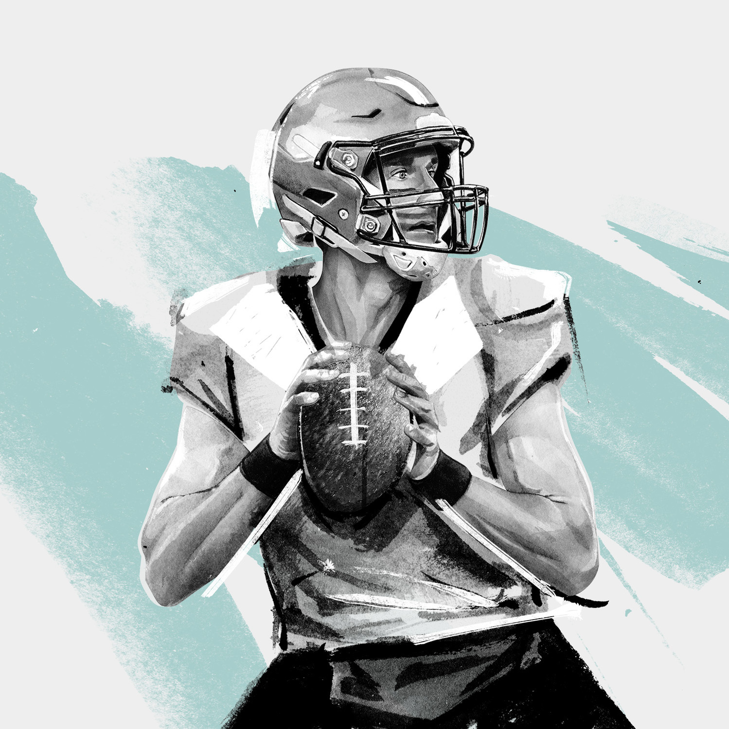 The Dominant 20 for ESPN. Chloe Kim by HelloVon Studio. American football, Sport portrait illustration, contemporary, modern, painting, ink, drawing, dynamic, speed, movement, motion, celebrity, icon, hero, iconic.