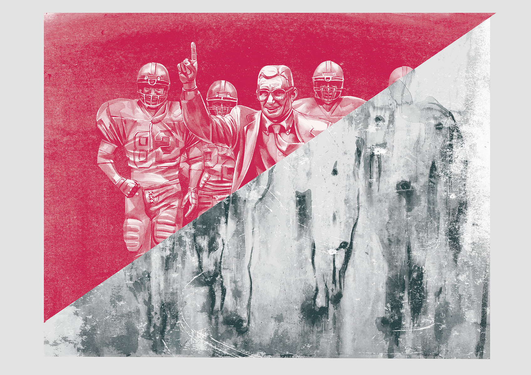 HelloVon Studio for ESPN Magazines. NFL, American football, statues, Sport portrait illustration, American Football, contemporary, modern, painting, ink, watercolour, speed, movement, motion, celebrity, icon, hero, iconic.