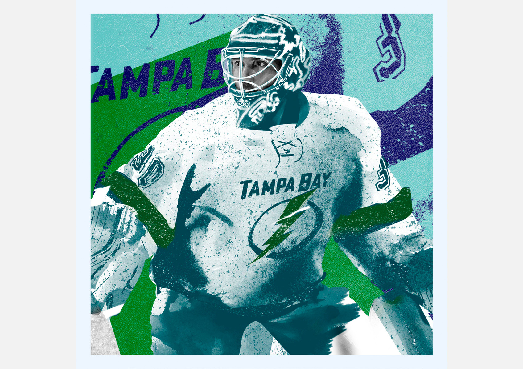 HelloVon Studio www.hellovon.com — ESPN Athletes. Hockey, Sport portrait illustration, American Football, contemporary, modern, painting, ink, watercolour, speed, movement, motion, celebrity, icon, hero, iconic.