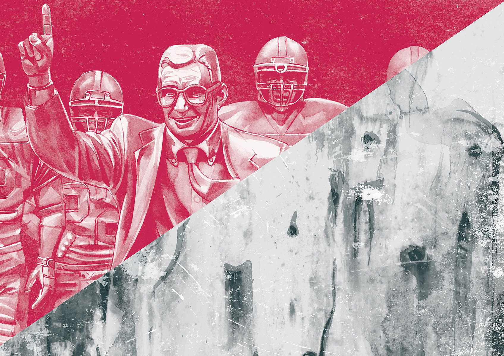 HelloVon Studio for ESPN Magazines. NFL, American football, statues, Sport portrait illustration, American Football, contemporary, modern, painting, ink, watercolour, speed, movement, motion, celebrity, icon, hero, iconic.
