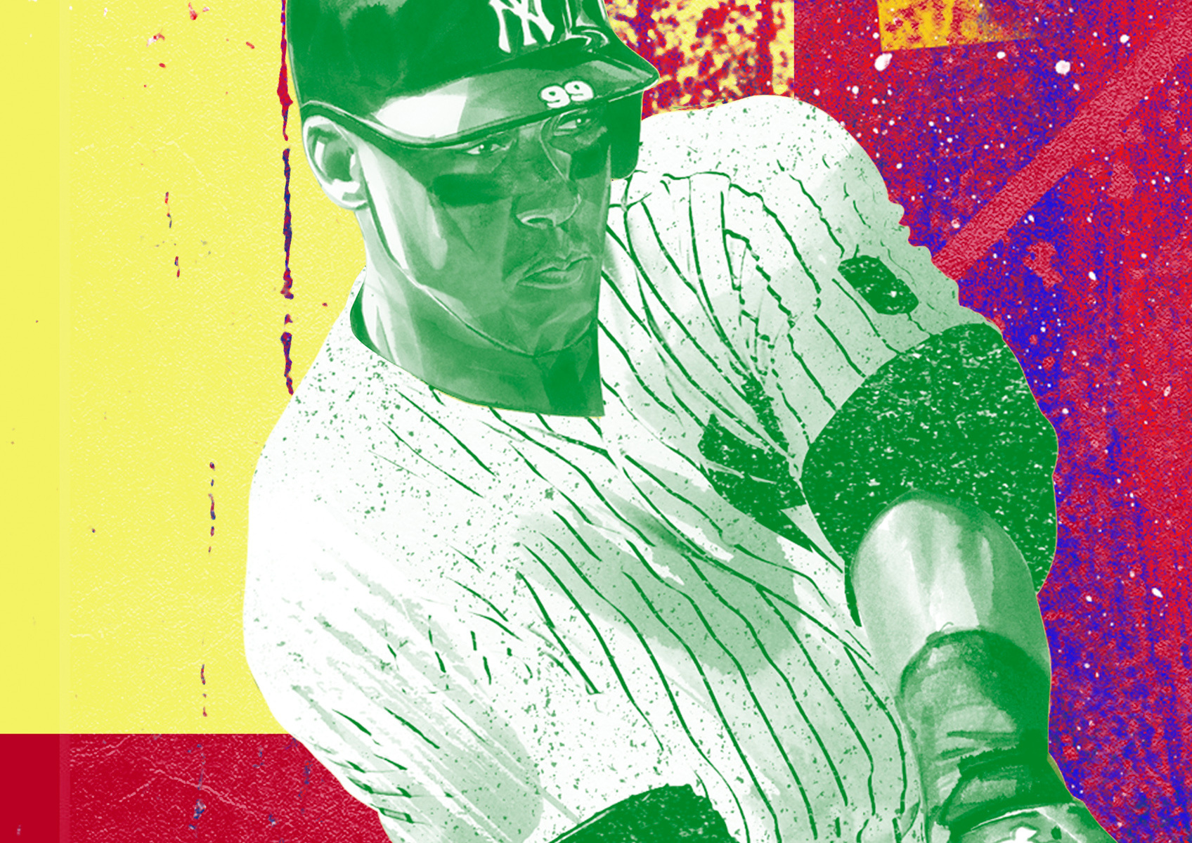 HelloVon Studio www.hellovon.com — ESPN Athletes. Baseball, Sport portrait illustration, American Football, contemporary, modern, painting, ink, watercolour, speed, movement, motion, celebrity, icon, hero, iconic.