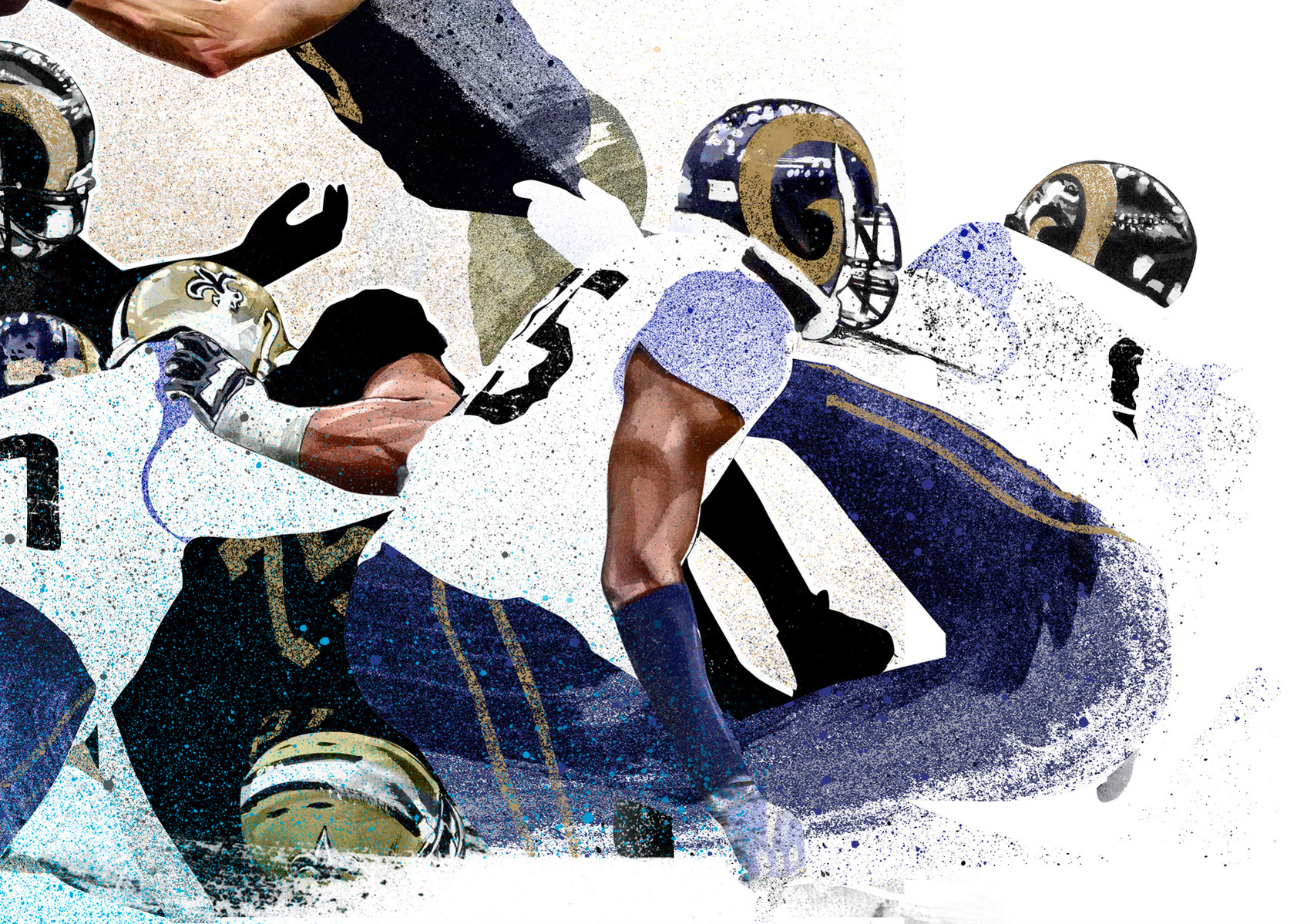 QB Sneak for ESPN by HelloVon Studio www.hellovon.com. NFL, Sport portrait illustration, American Football, contemporary, modern, painting, ink, watercolour, speed, movement, motion, celebrity, icon, hero, iconic.