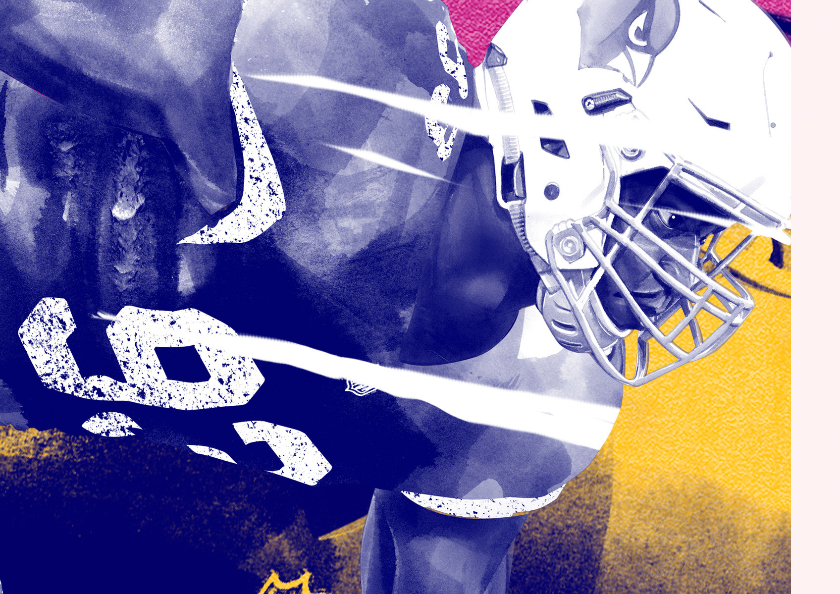 HelloVon Studio www.hellovon.com — ESPN Athletes. NFL, Sport portrait illustration, American Football, contemporary, modern, painting, ink, watercolour, speed, movement, motion, celebrity, icon, hero, iconic.