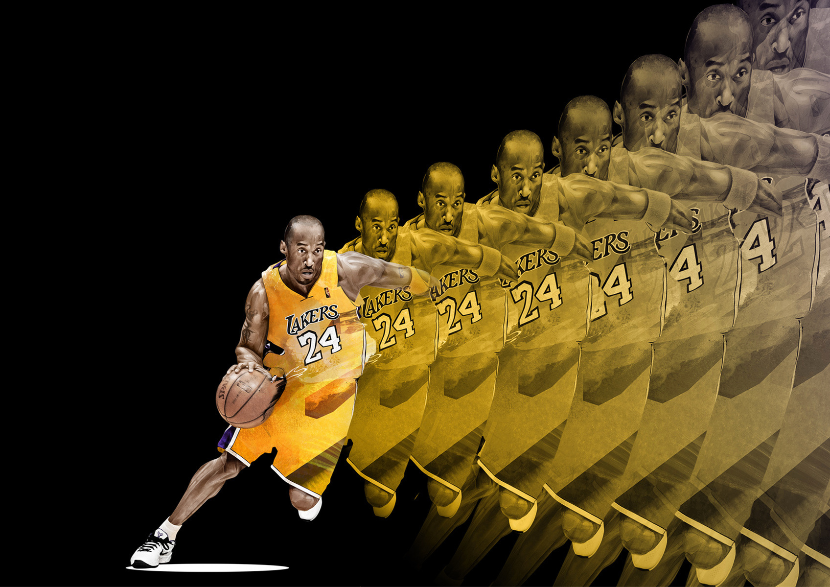 HelloVon Studio www.hellovon.com Leading sports and portrait illustrator. Kobe. Illustration, contemporary, basketball, action, modern, motion, portrait, painting, ink, watercolour, cool, new, celebrity, hero, iconic