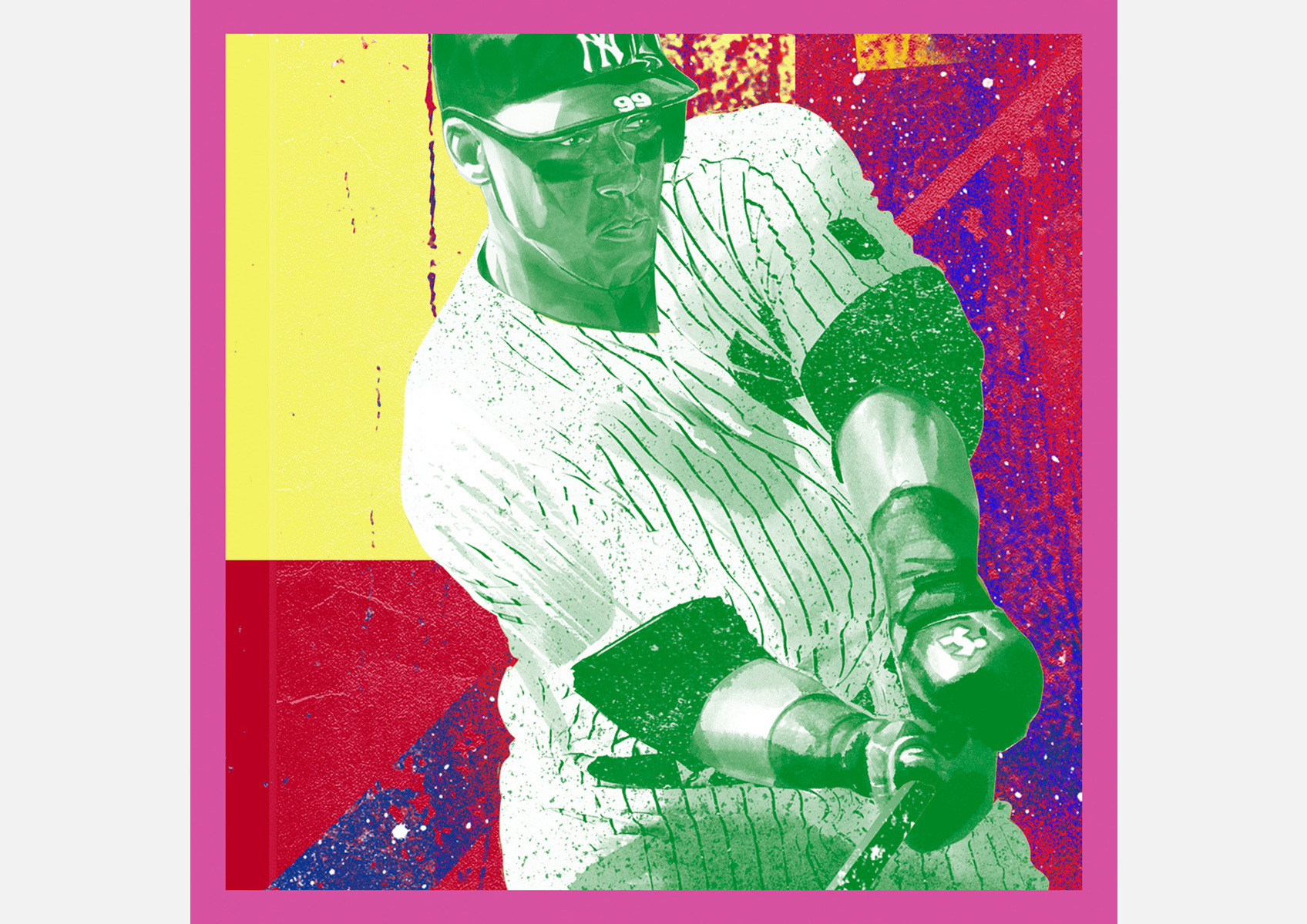 HelloVon Studio www.hellovon.com — ESPN Athletes. Baseball, Sport portrait illustration, American Football, contemporary, modern, painting, ink, watercolour, speed, movement, motion, celebrity, icon, hero, iconic.
