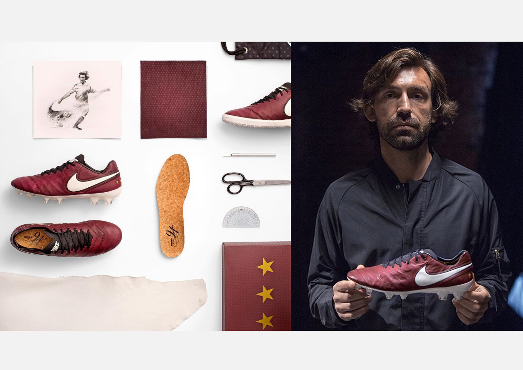 HelloVon Studio www.hellovon.com Leading sports and portrait illustrator. Nike Andrea Pirlo Tiempo Football Boot campaign. contemporary, soccor, action, modern, motion, portrait, painting, ink, watercolour, cool, celebrity,