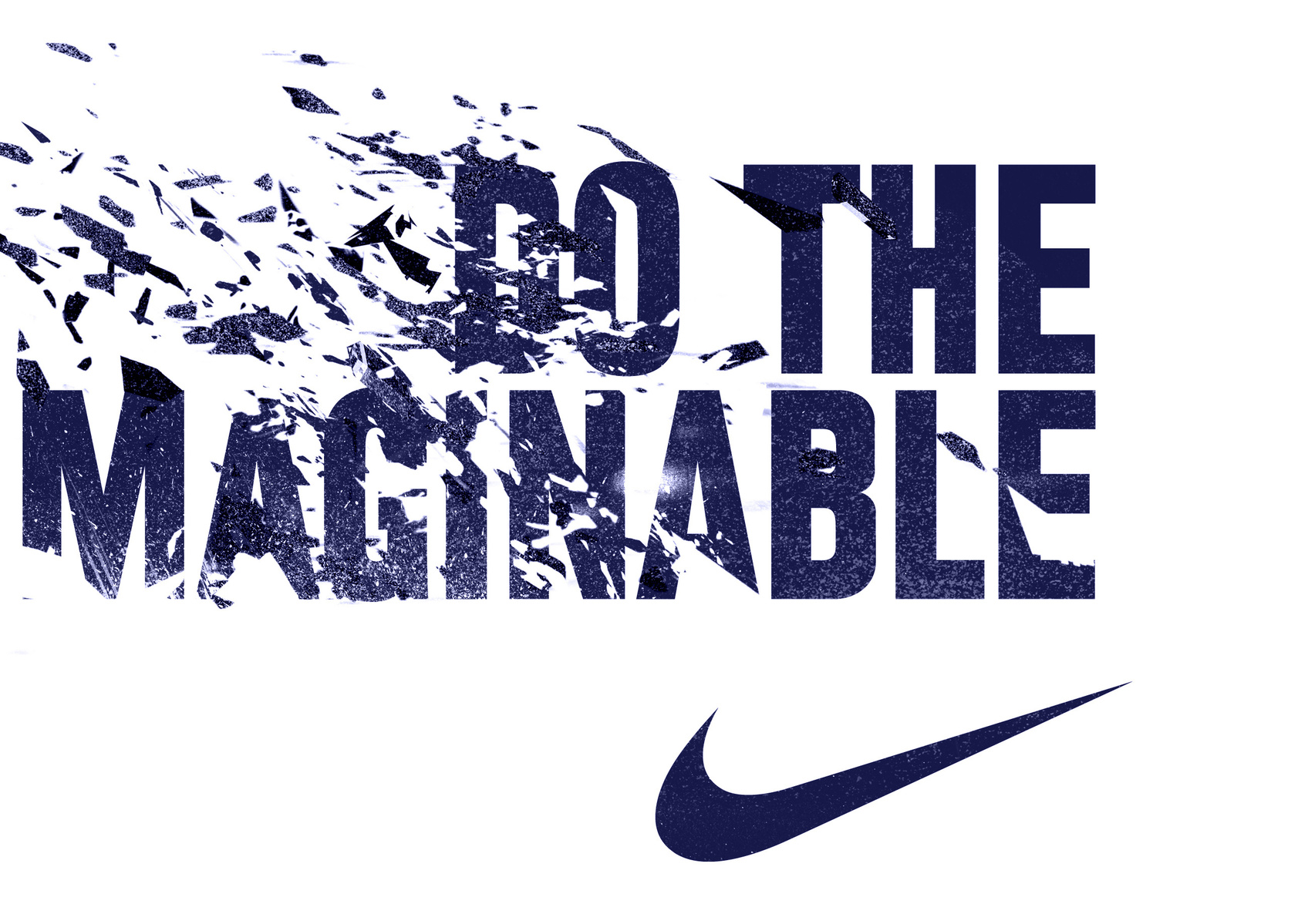 HelloVon Studio www.hellovon.com Leading sports and portrait illustrator. Nike — Do the Unimaginable. Custom typography. HelloVon, design, type, illustration, action, cool, painted, abstract, fractured, exploding, iconic