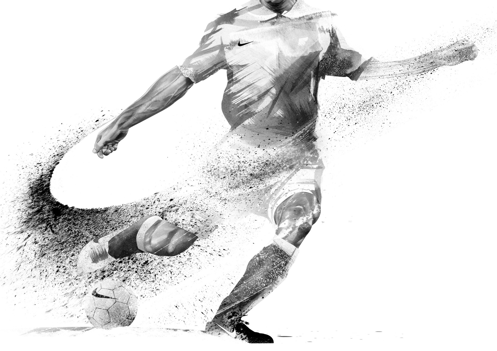 HelloVon Studio www.hellovon.com Leading sports and portrait illustrator. Nike Andrea Pirlo Tiempo Football Boot campaign. contemporary, soccor, action, modern, motion, portrait, painting, ink, watercolour, cool, celebrity,
