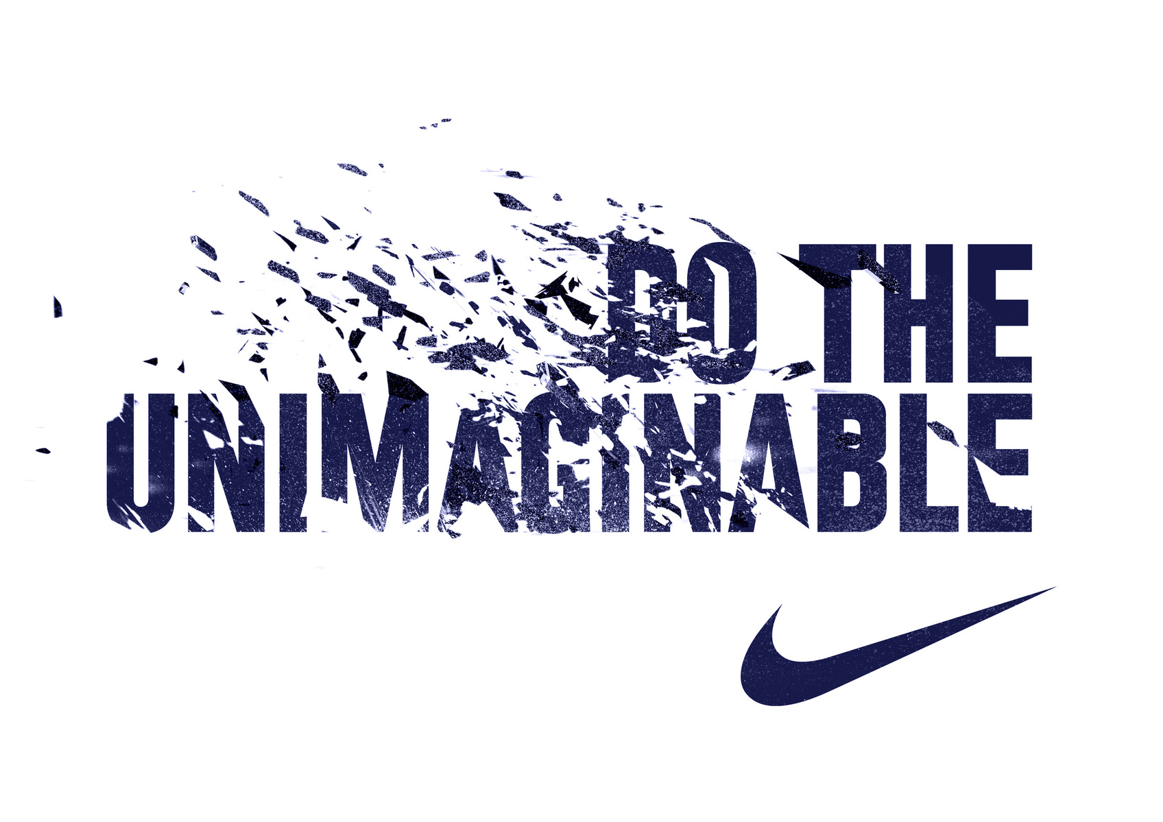 HelloVon Studio www.hellovon.com Leading sports and portrait illustrator. Nike — Do the Unimaginable. Custom typography. HelloVon, design, type, illustration, action, cool, painted, abstract, fractured, exploding, iconic