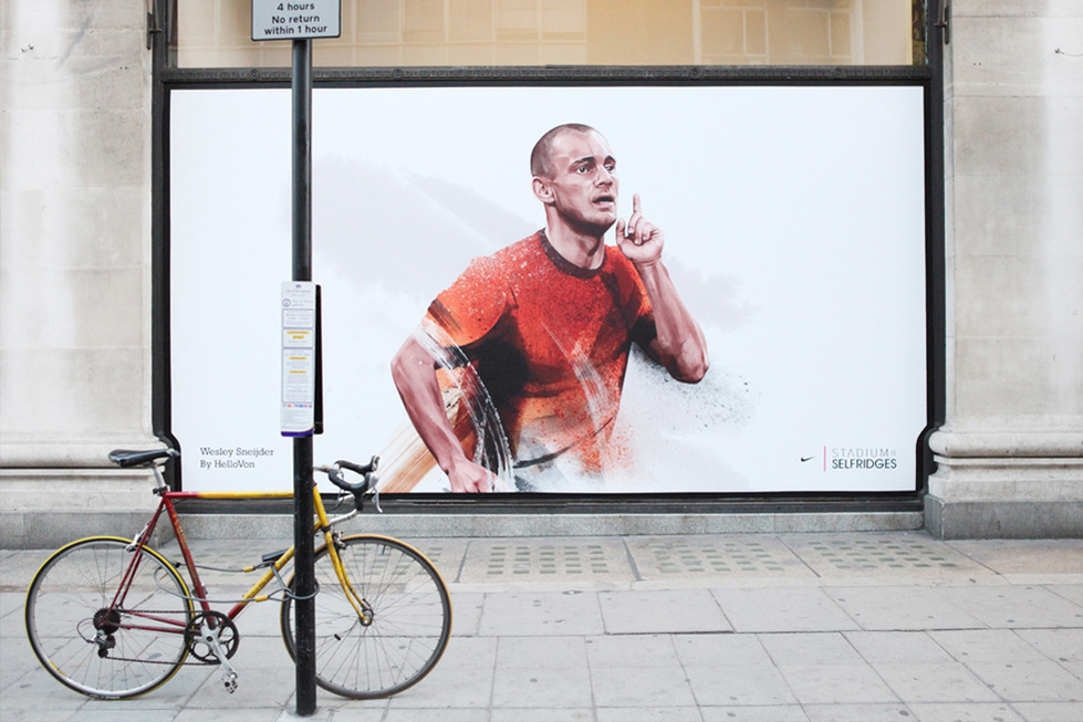 Hellovon Von World Cup 2010 Nike London Selfridges campaign www.hellovon.com sports illustration sport iconic painting drawing contemporary illustration