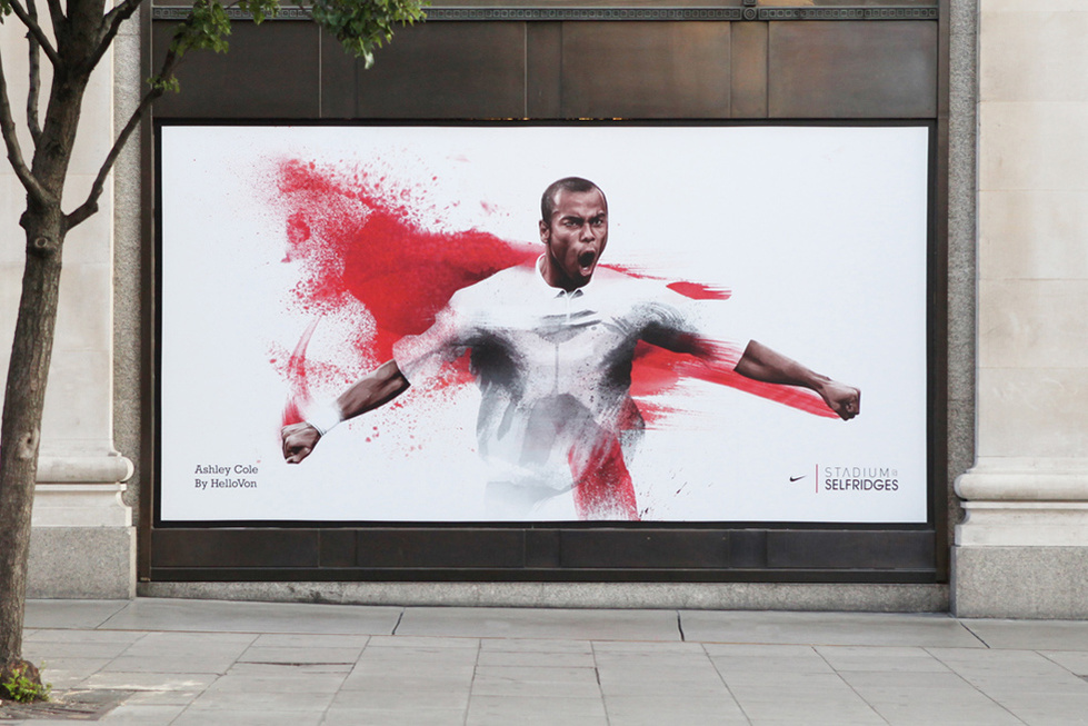 Hellovon Von World Cup 2010 Nike London Selfridges campaign www.hellovon.com sports illustration sport iconic painting drawing contemporary illustration