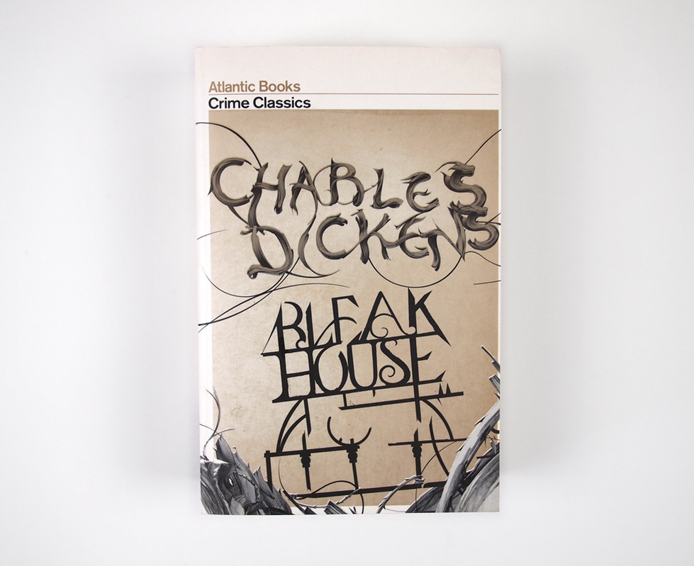 HelloVon Studio www.hellovon.com Leading portrait illustrator. Bleak House Charles Dickens, typography illustration, Atlantic book, contemporary, modern, motion, typography, painting, ink, watercolour, celebrity, icon, iconic